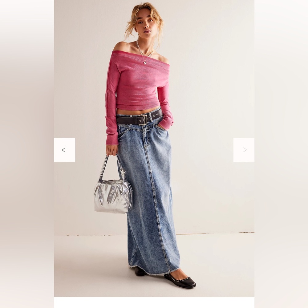 Free People Denim Maxi Skirt